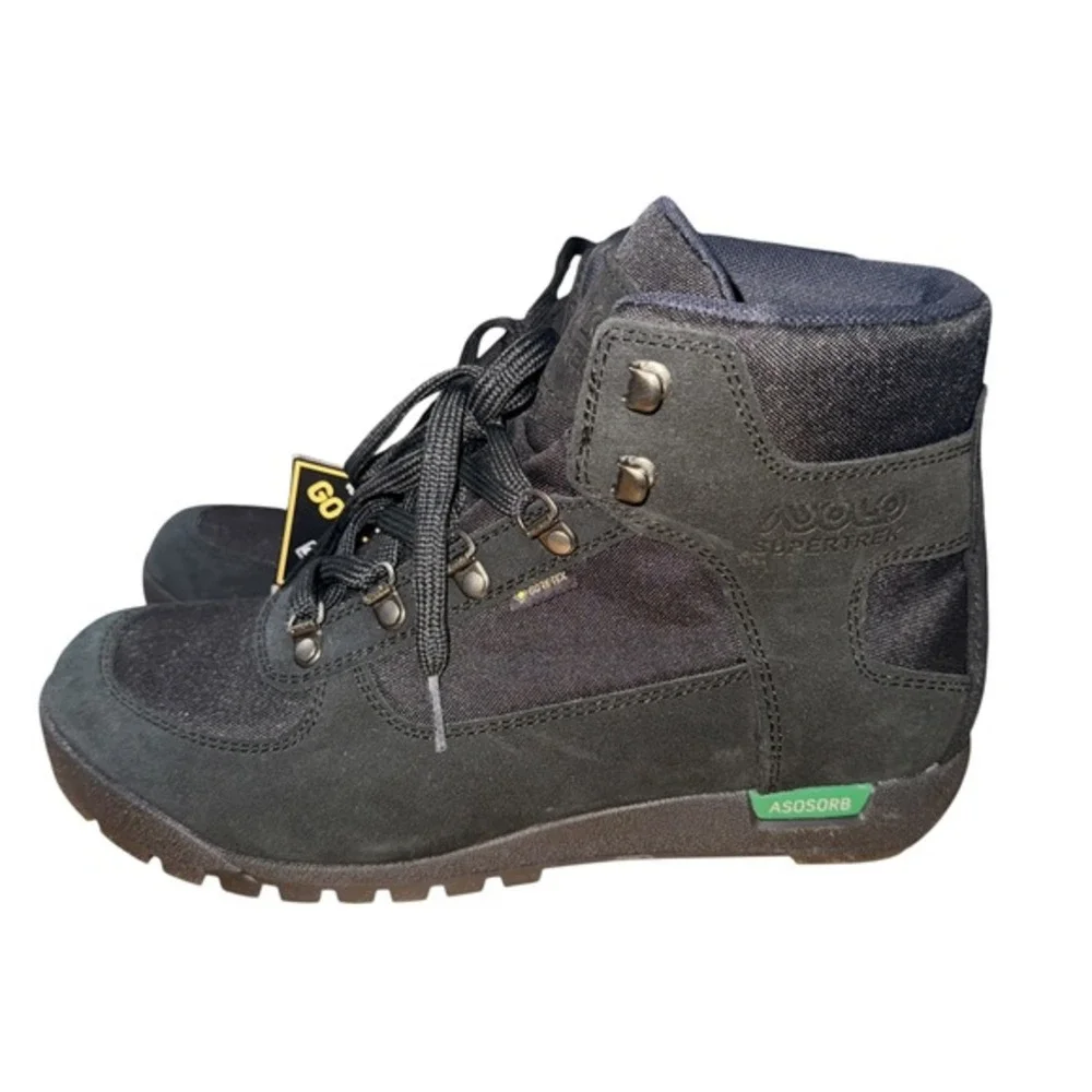 NEW ASOLO SuperTrek GTX MM Men 9 Gore-Tex WATERPROOF Petroleum Black Hiking Boot